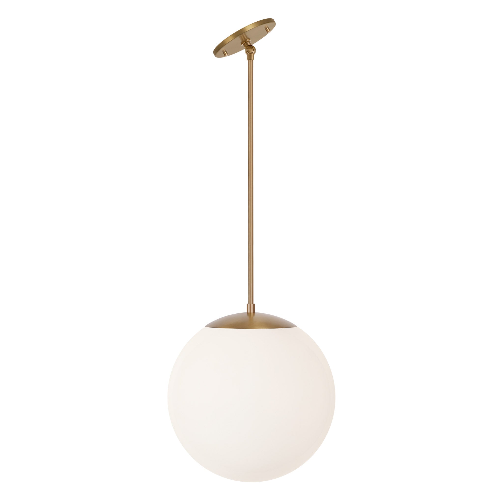 Alto Rod 12" for Vaulted Ceiling shown in Heirloom Brass with an Opal 12" Globe