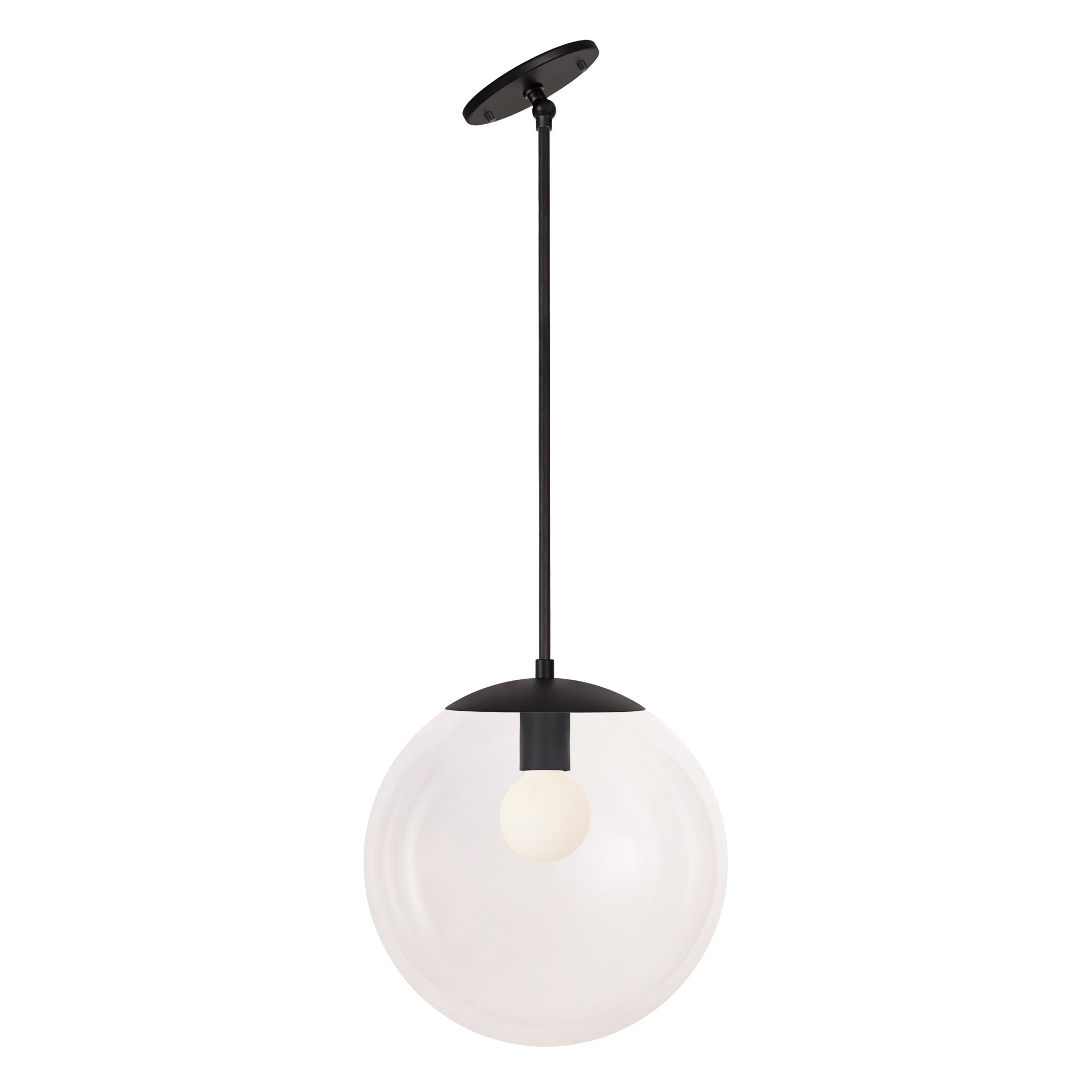Alto Rod 12" for Vaulted Ceiling shown in Matte Black with a Clear 12" Globe