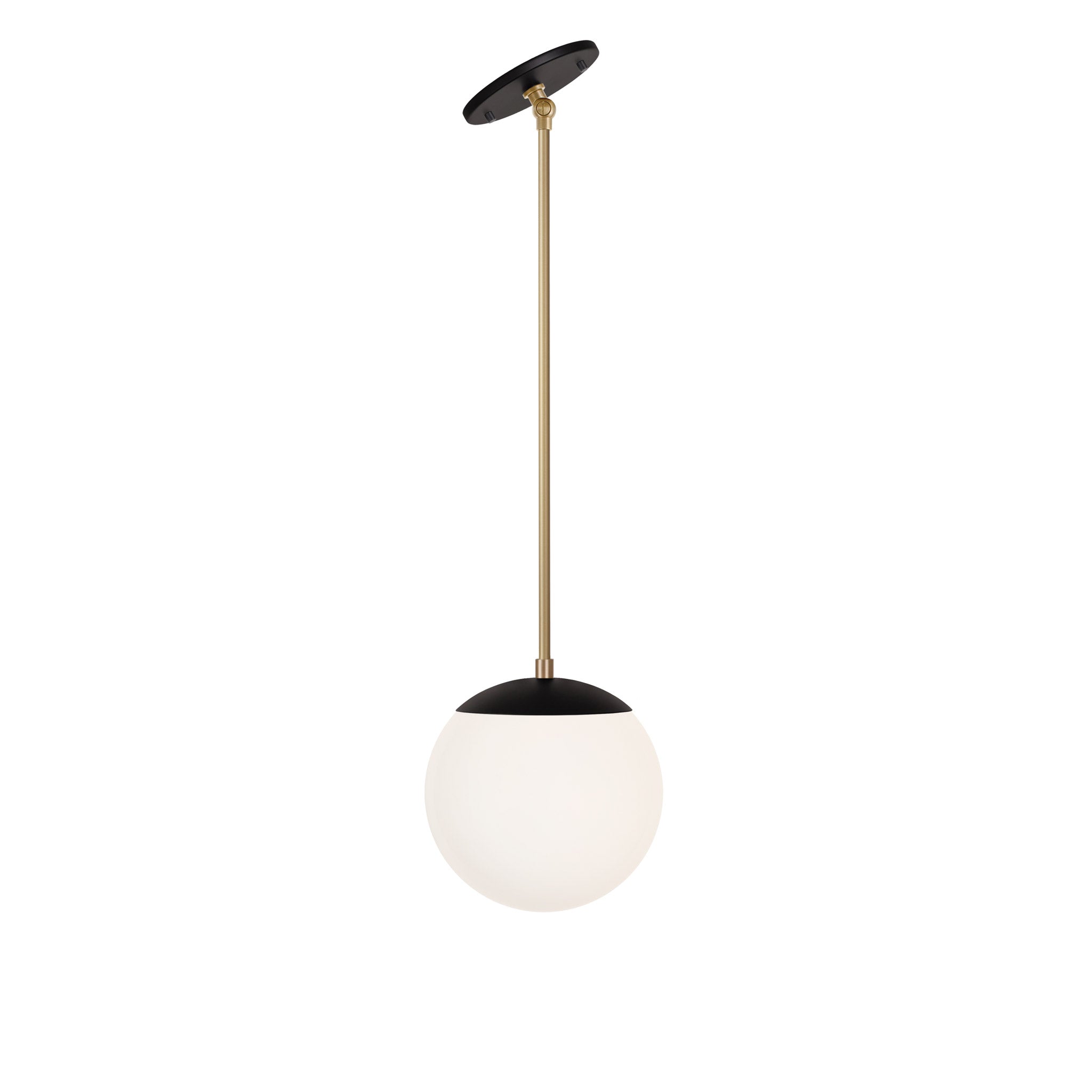 Alto Rod 8" for Vaulted Ceiling shown in Matte Black with Brass