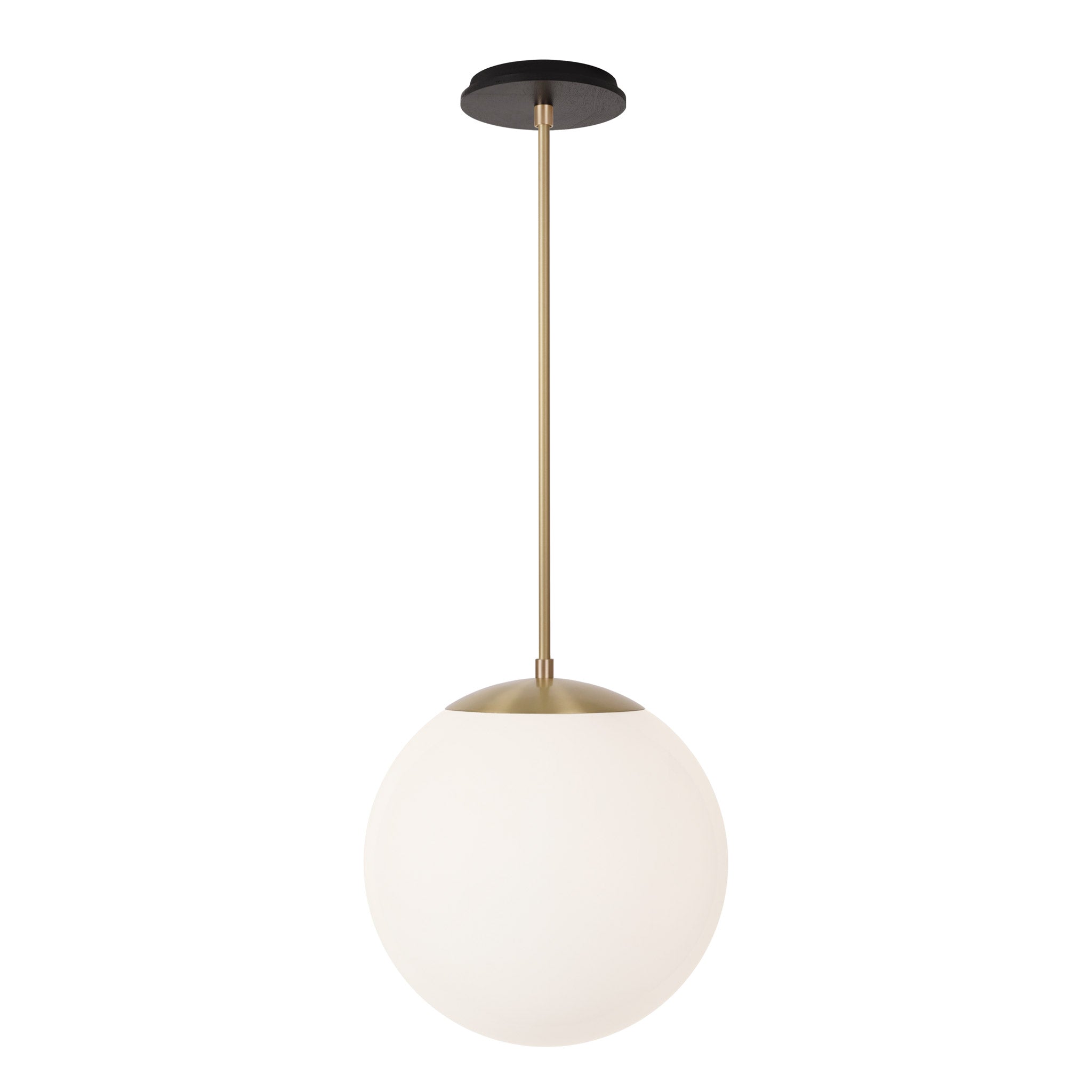 Alto Rod 12” Opal shown in Brass with a Black Stained Wood Canopy