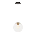 Alto Rod 10” Clear shown in Heirloom Brass with a Black Stained Wood Canopy