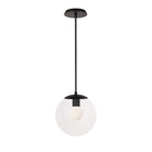 Alto Rod 10” Clear shown in Matte Black with a Black Stained Wood Canopy