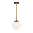 Alto Rod 10” Opal shown in Matte Black with Brass and a Black Stained Wood Canopy