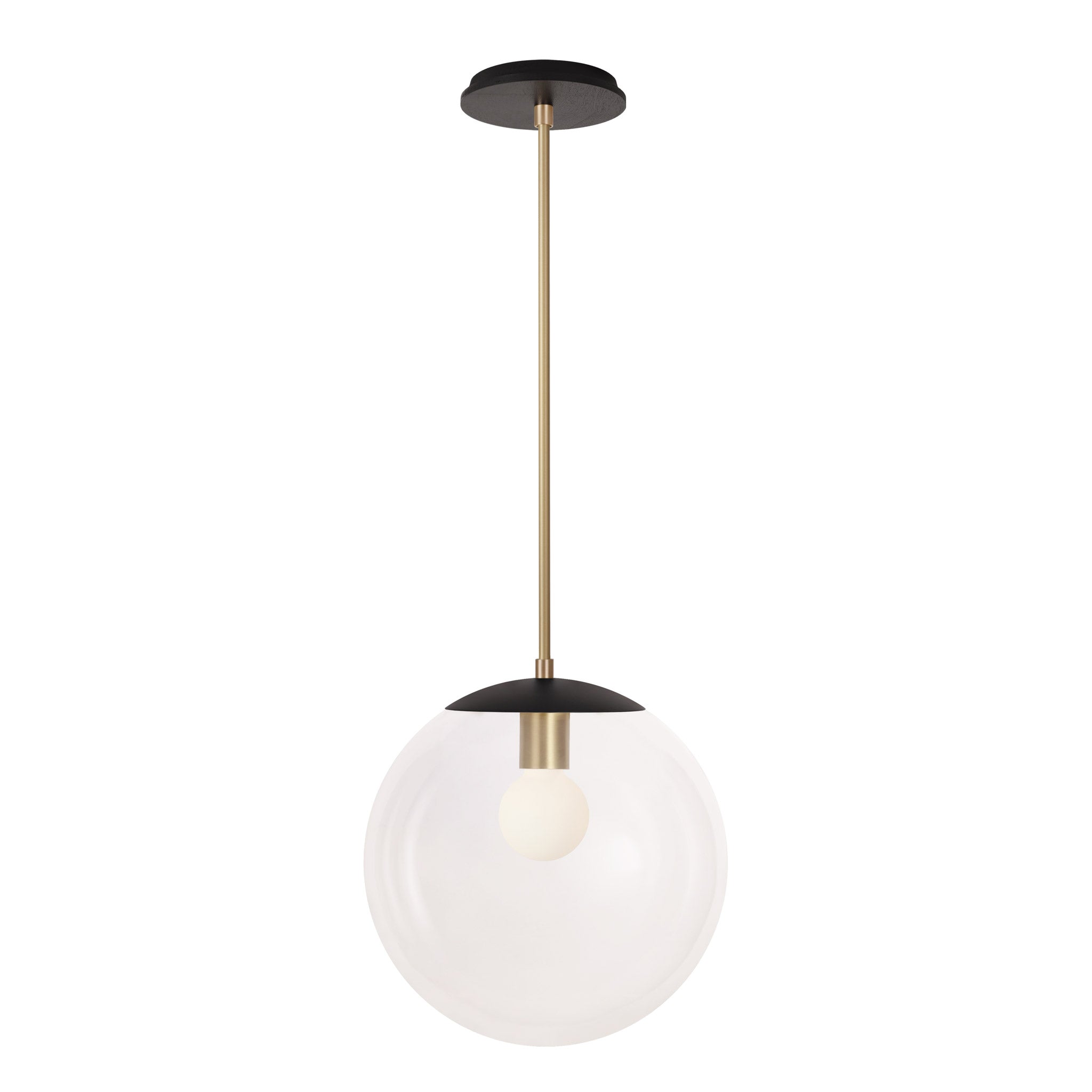 Alto Rod 12” Clear shown in Matte Black with Brass and a Black Stained Wood Canopy