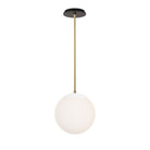 Alto Rod 10” Opal shown in White with Brass and a Black Stained Wood Canopy