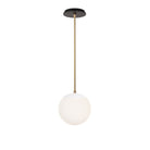Alto Rod 8” Opal shown in White with Brass and a Black Stained Wood Canopy