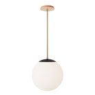 Alto Rod 12” Opal shown in Matte Black with Brass and a Maple Wood Canopy