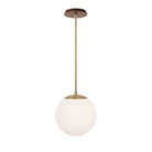 Alto Rod 10” Opal shown in Brass with a Walnut Wood Canopy