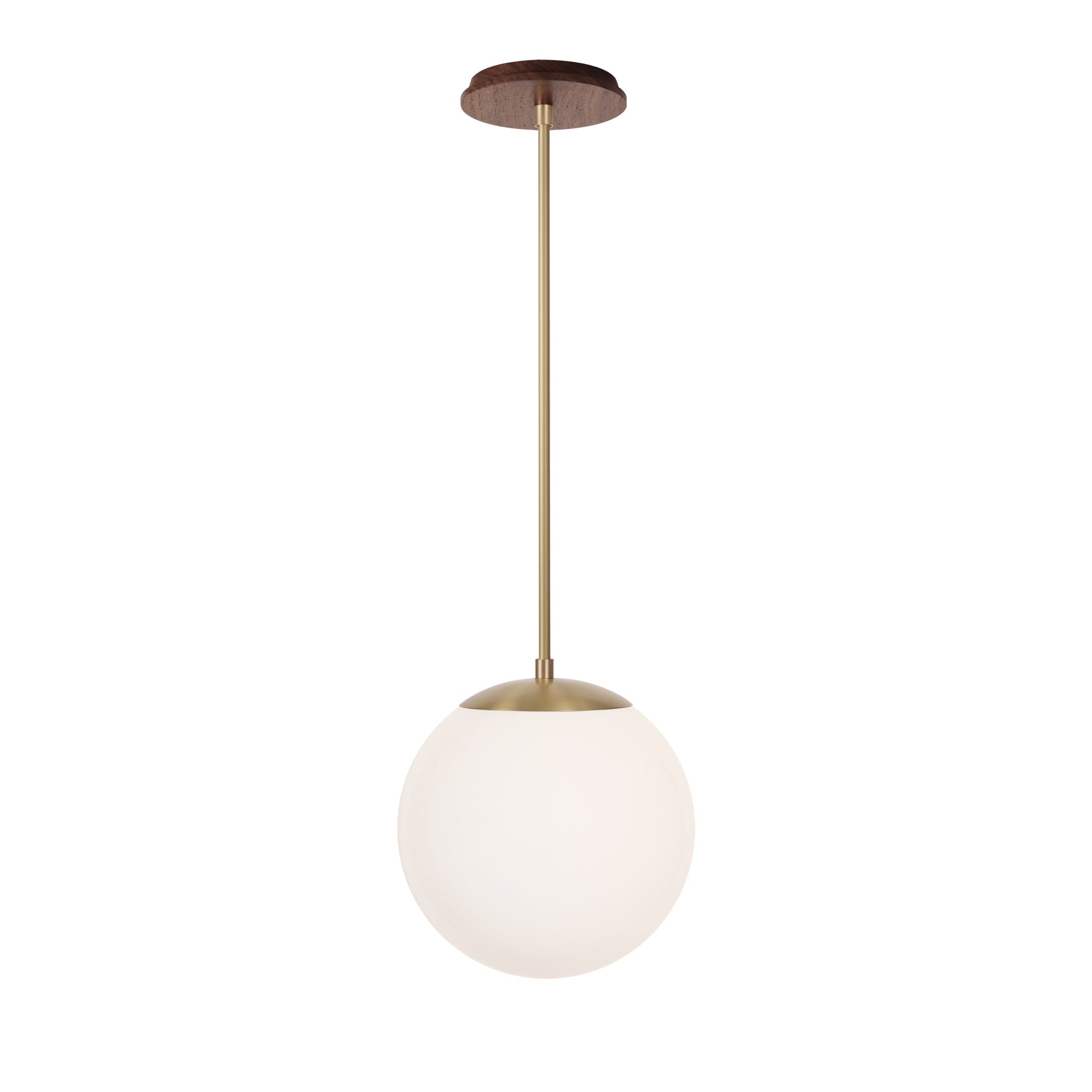 Alto Rod 10” Opal shown in Brass with a Walnut Wood Canopy