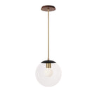 Alto Rod 10” Clear shown in Matte Black with Brass and a Walnut Wood Canopy