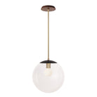 Alto Rod 12” Clear shown in Matte Black with Brass and a Walnut Wood Canopy