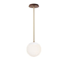 Alto Rod 8” Opal shown in White with Brass and a Walnut Wood Canopy