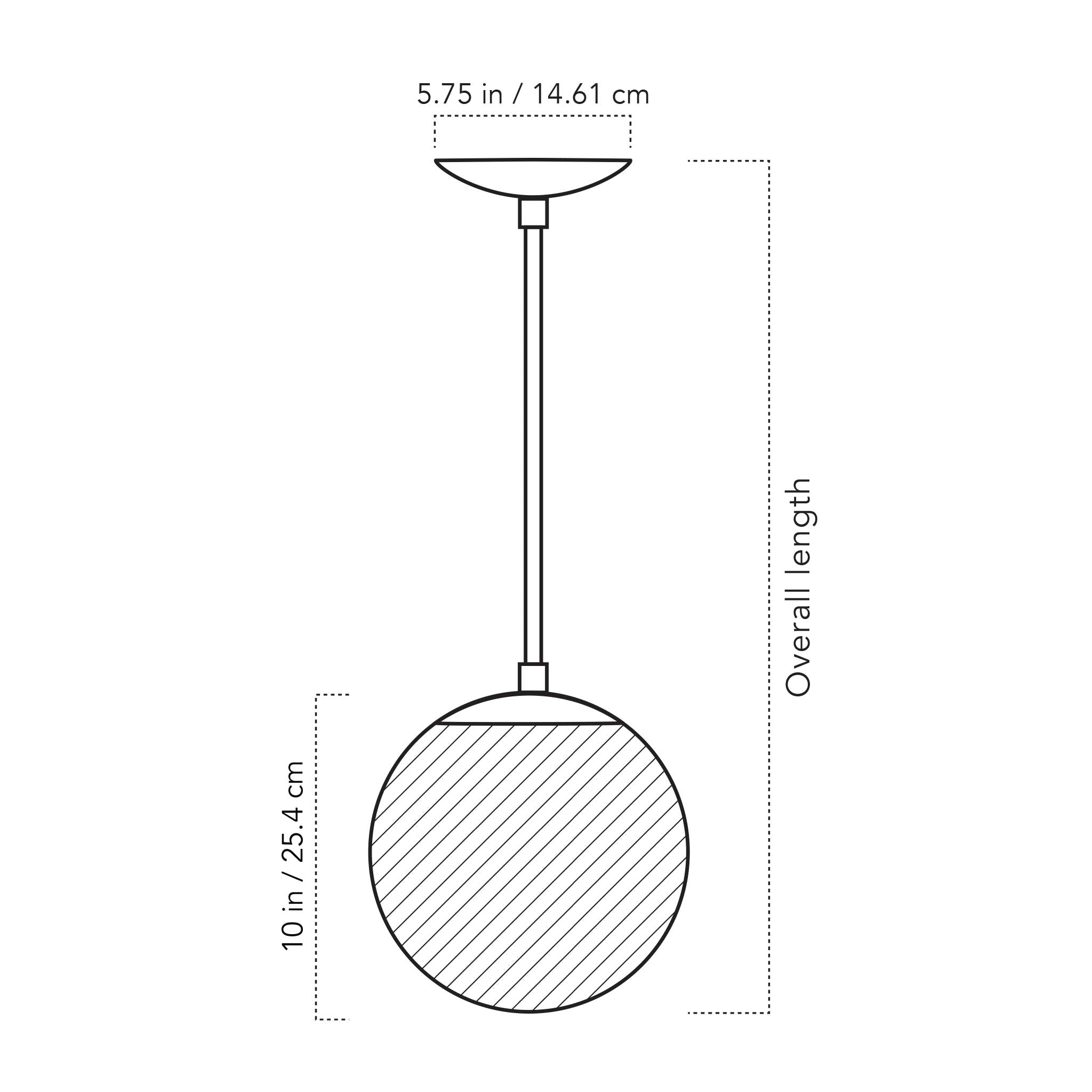 A Technical Drawing Of The Alto Rod 10" Globe