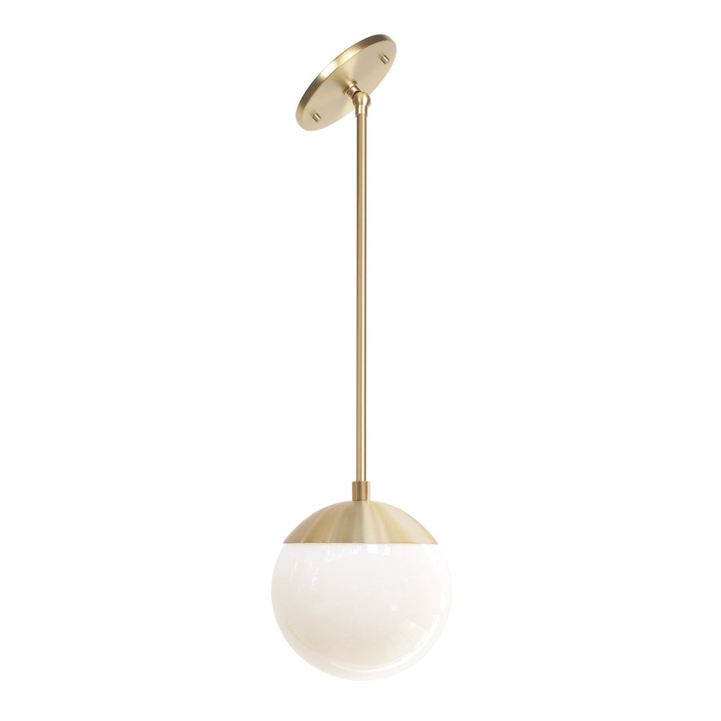 Alto Rod 6" for Vaulted Ceiling shown in Brass with an Opal 6" Globe