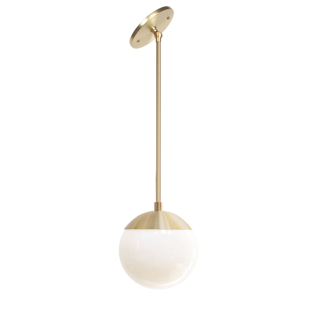 Alto Rod 6" for Vaulted Ceiling shown in Brass with an Opal 6" globe.