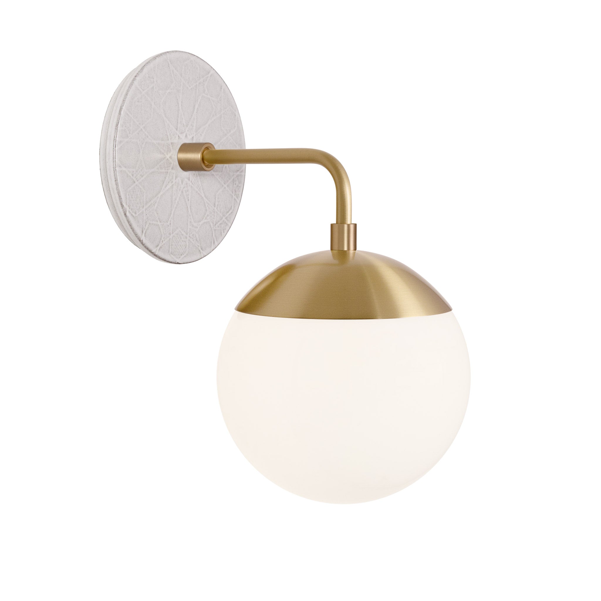 Alto Sconce 6” shown in Brass with a Brownstone White Star Ceramic Canopy
