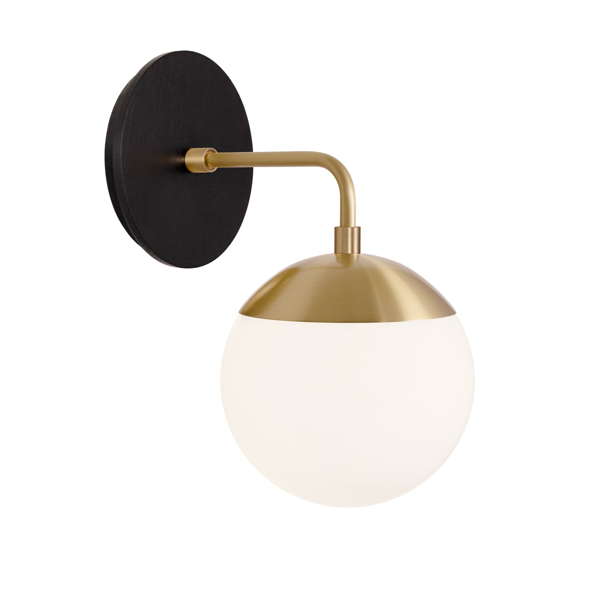 Alto Sconce 6” shown in Brass with a Black Stained Wood Canopy