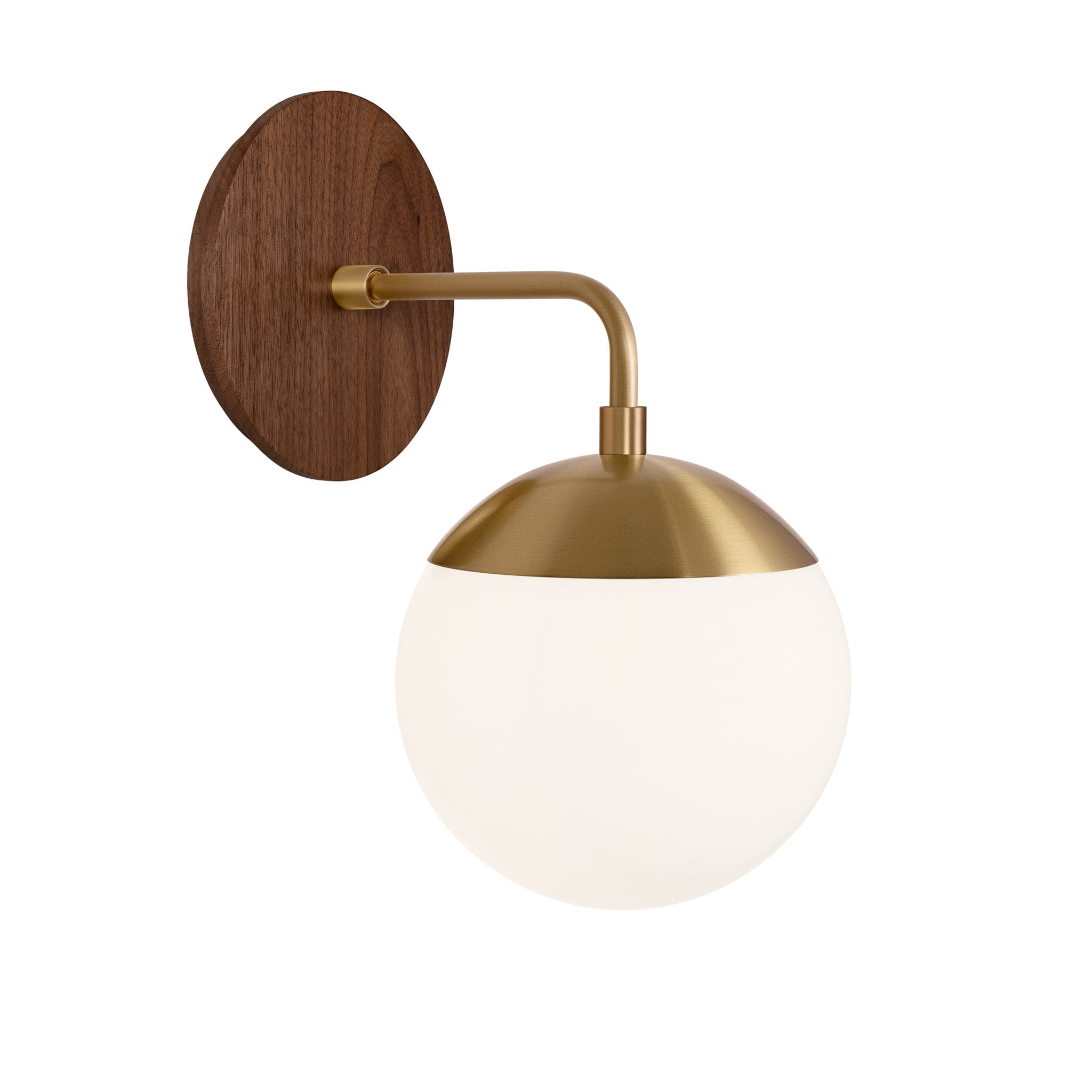 Alto Sconce 6” shown in Heirloom Brass with a Walnut Wood Canopy