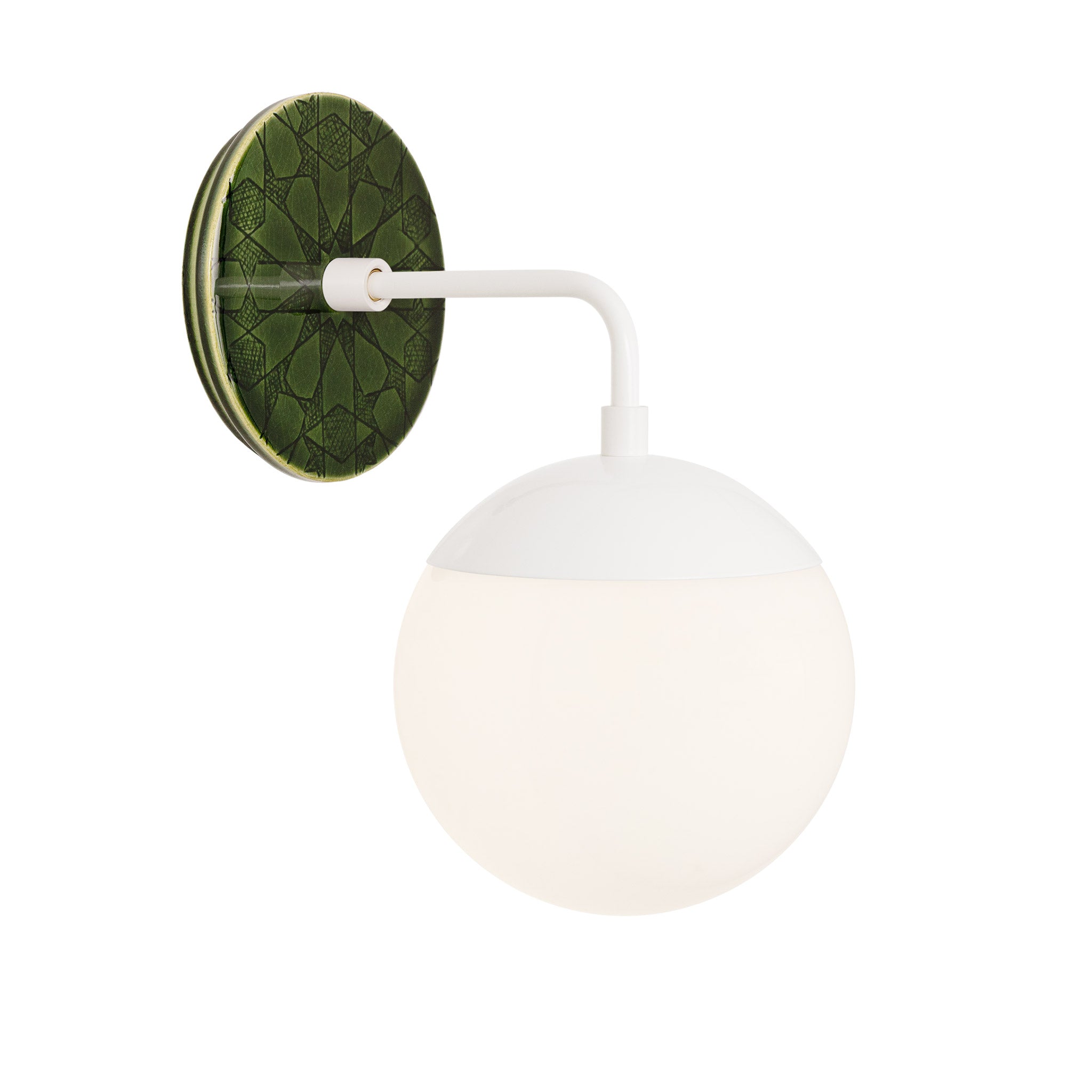 Alto Sconce 6” shown in White with a Forest Green Star Ceramic Canopy
