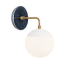Alto Sconce 6” shown in White with Brass and an Indigo Blue Star Ceramic Canopy