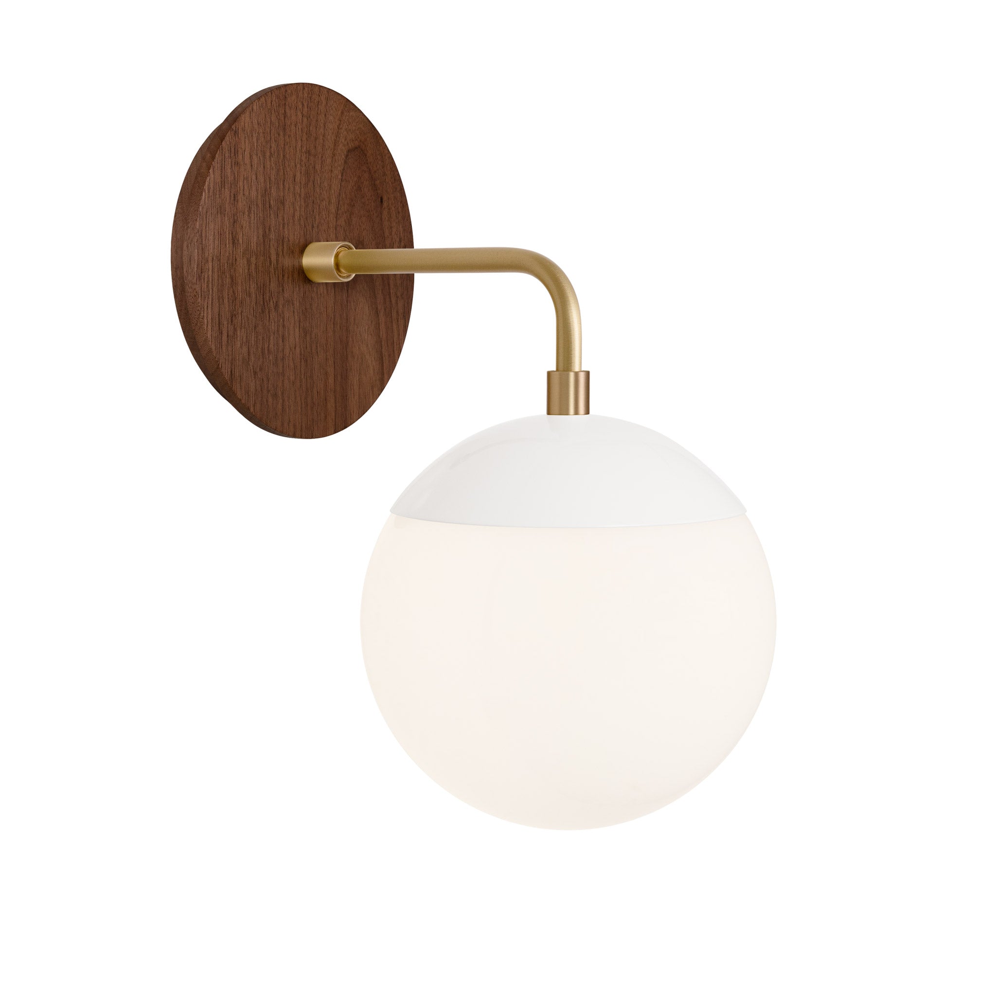 Alto Sconce 6” shown in White with Brass and a Walnut Wood Canopy