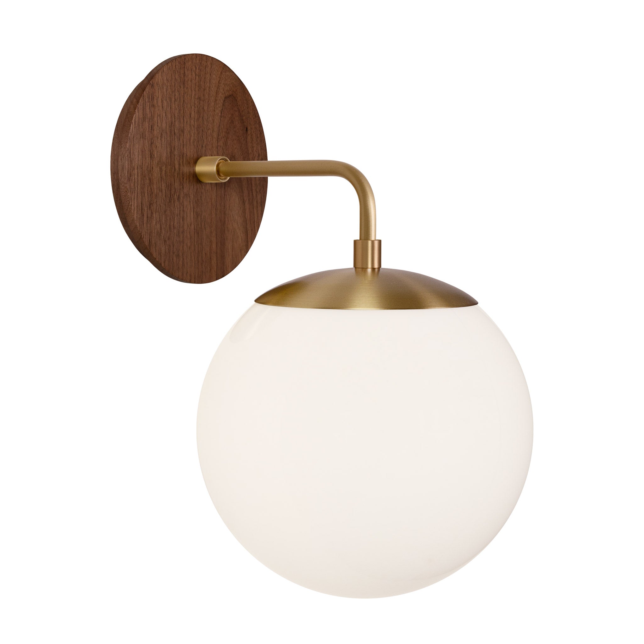 Alto Sconce 8” shown in Heirloom Brass with a Walnut Wood Canopy