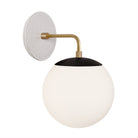 Alto Sconce 8” shown in Matte Black with Brass and a Brownstone White Star Ceramic Canopy