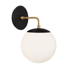 Alto Sconce 8” shown in Matte Black with Brass and a Black Stained Wood Canopy