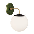 Alto Sconce 8” shown in Matte Black with Brass and a Forest Green Star Ceramic Canopy