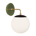 Alto Sconce 8” shown in Matte Black with Brass and a Forest Green Sunflower Ceramic Canopy