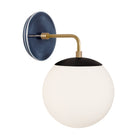 Alto Sconce 8” shown in Matte Black with Brass and an Indigo Blue Swift Ceramic Canopy
