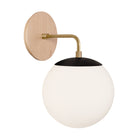 Alto Sconce 8” shown in Matte Black with Brass and a Maple Wood Canopy
