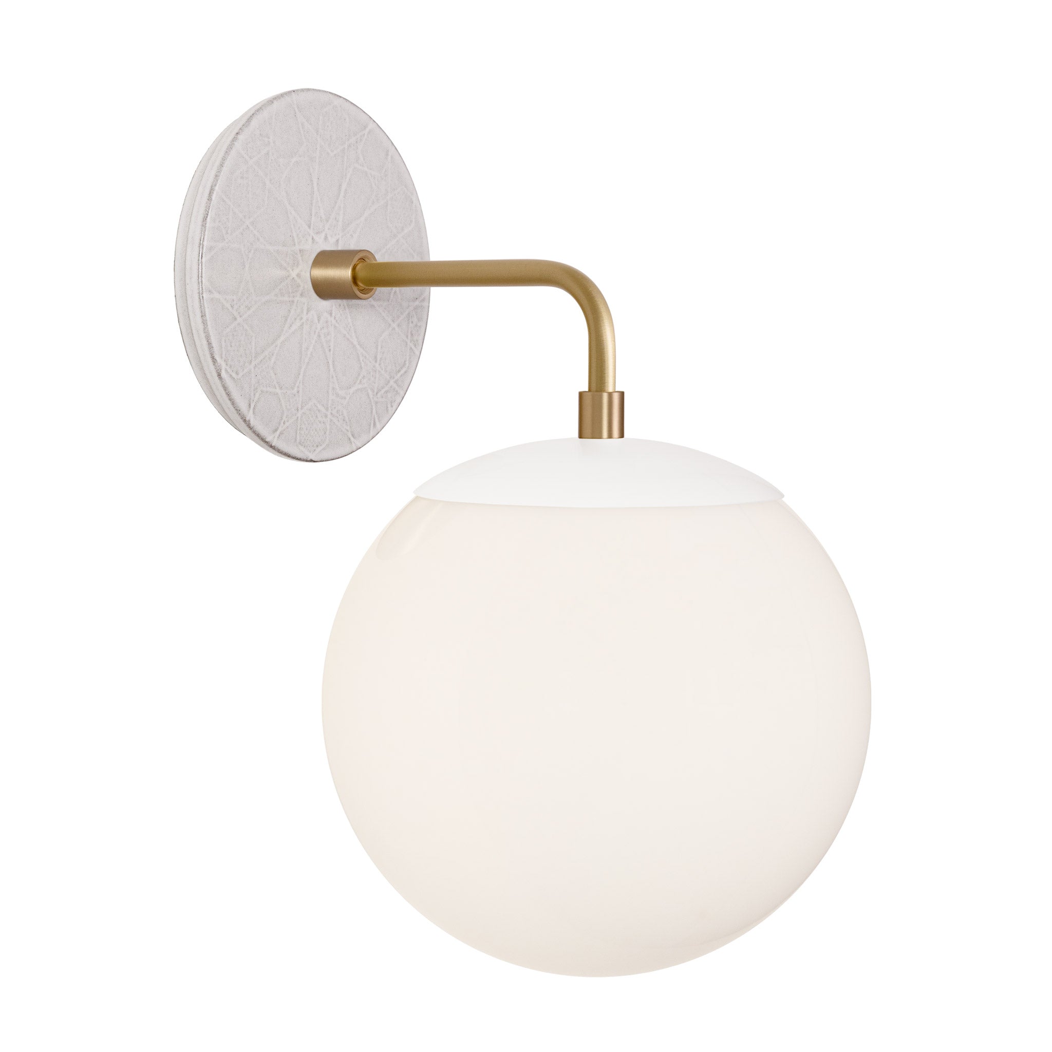 Alto Sconce 8” shown in Brass with White and a Brownstone White Star Ceramic Canopy