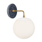 Alto Sconce 8” shown in White with Brass and an Indigo Blue Sunflower Ceramic Canopy