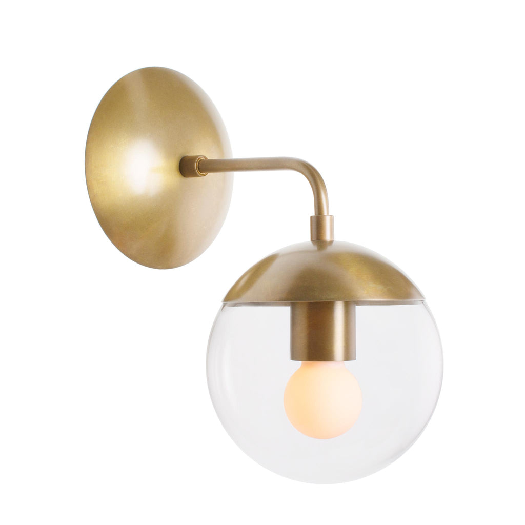 Alto Sconce 6" shown in Heirloom Brass with a Clear 6" globe