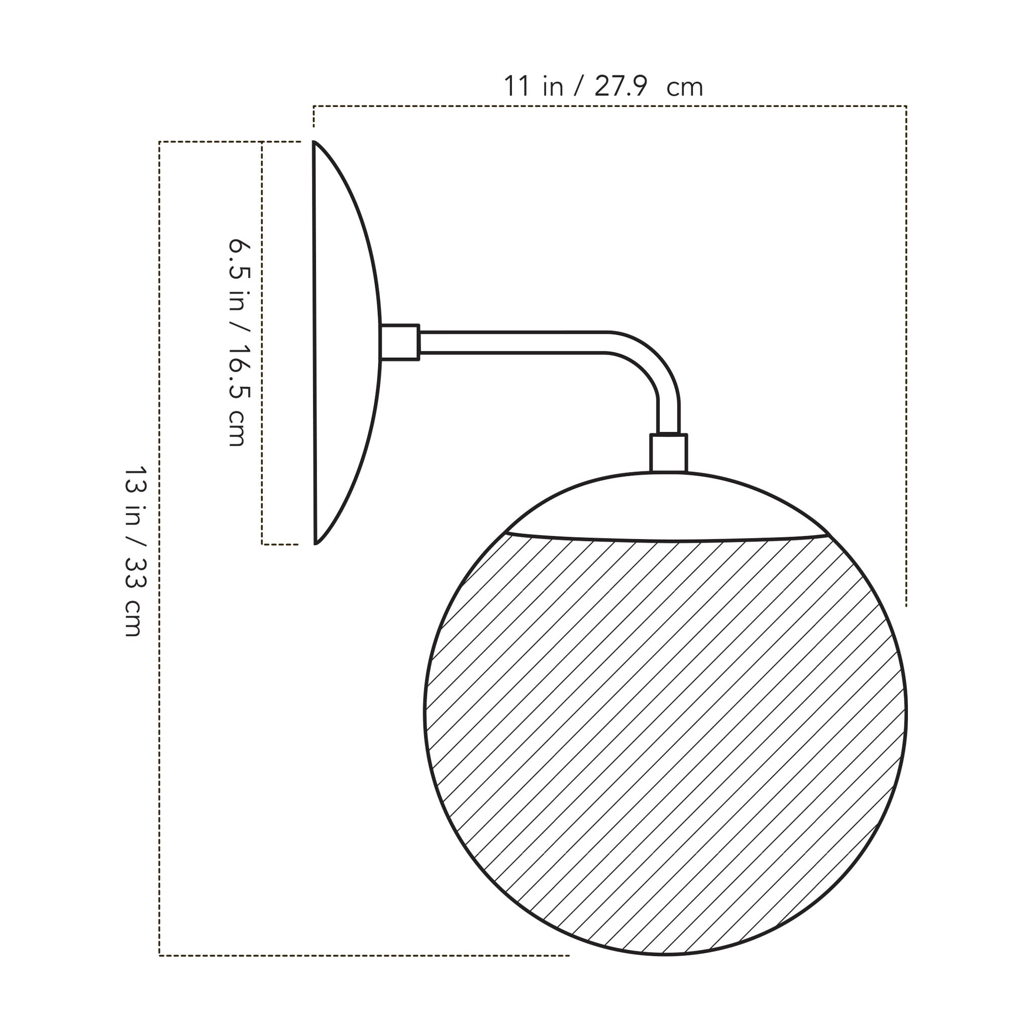 A Technical Drawing Of The Alto Wall Sconce With 8" Globe