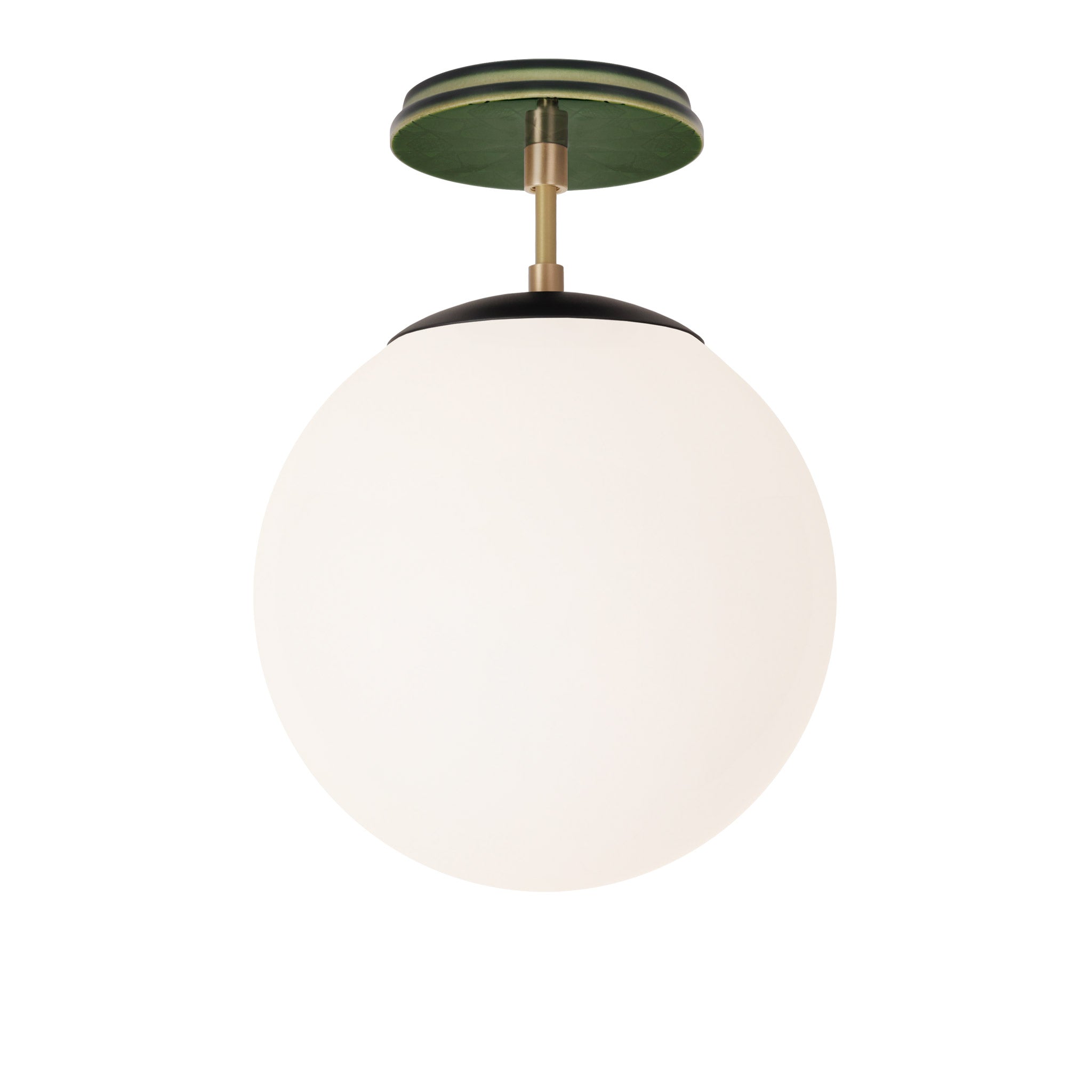 Alto Surface 10” shown in Matte Black with Brass and a Forest Green Star Ceramic Canopy