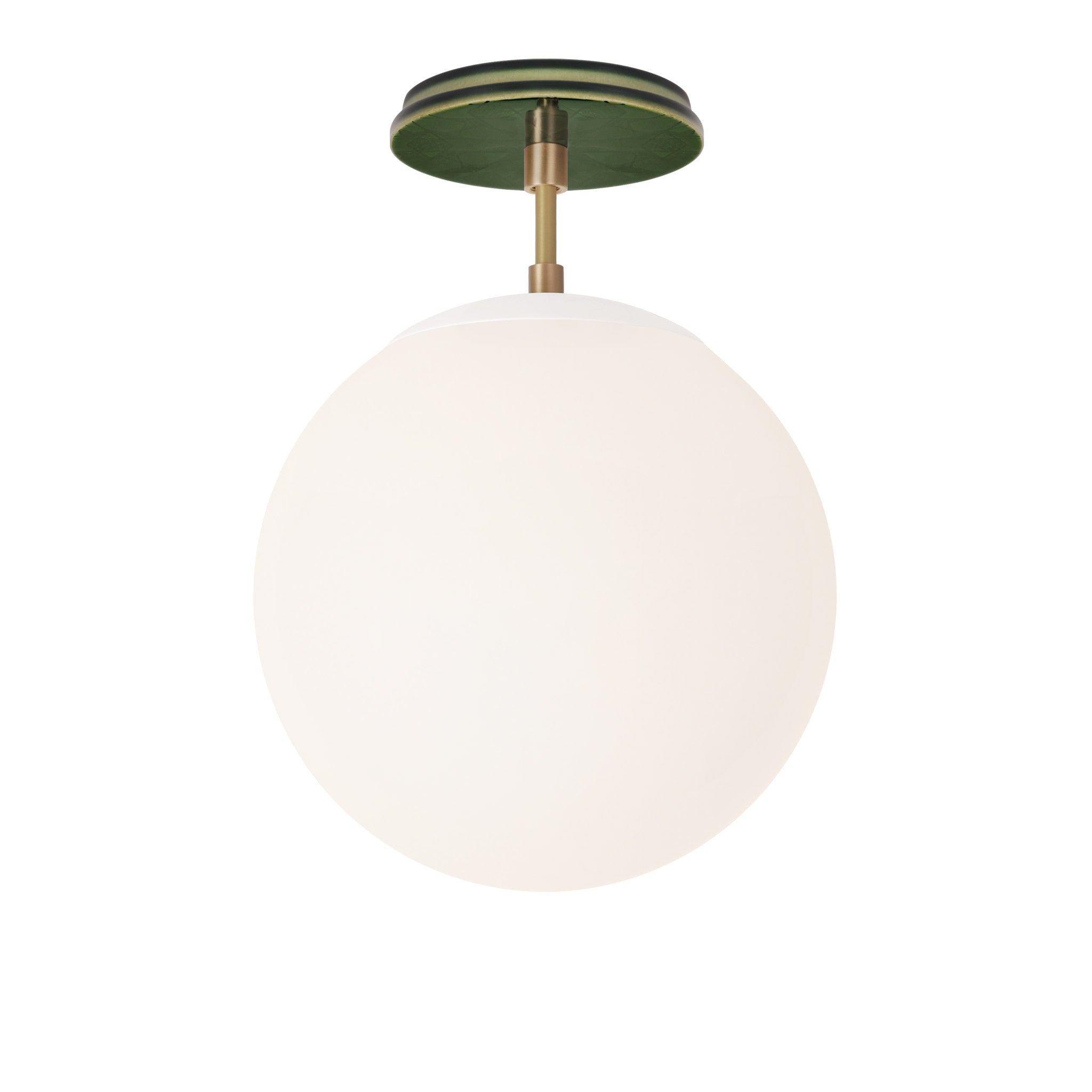 Alto Surface 10” shown in White with Brass and a Forest Green Star Ceramic Canopy