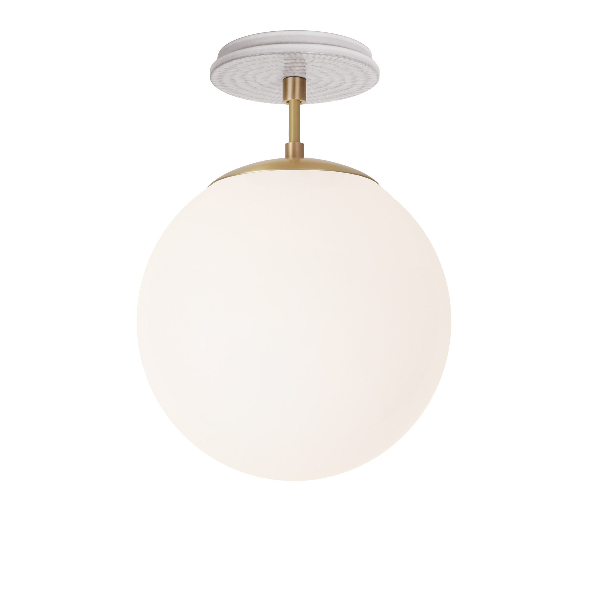 Alto Surface 10” shown in Brass with a Brownstone White Sunflower Ceramic Canopy