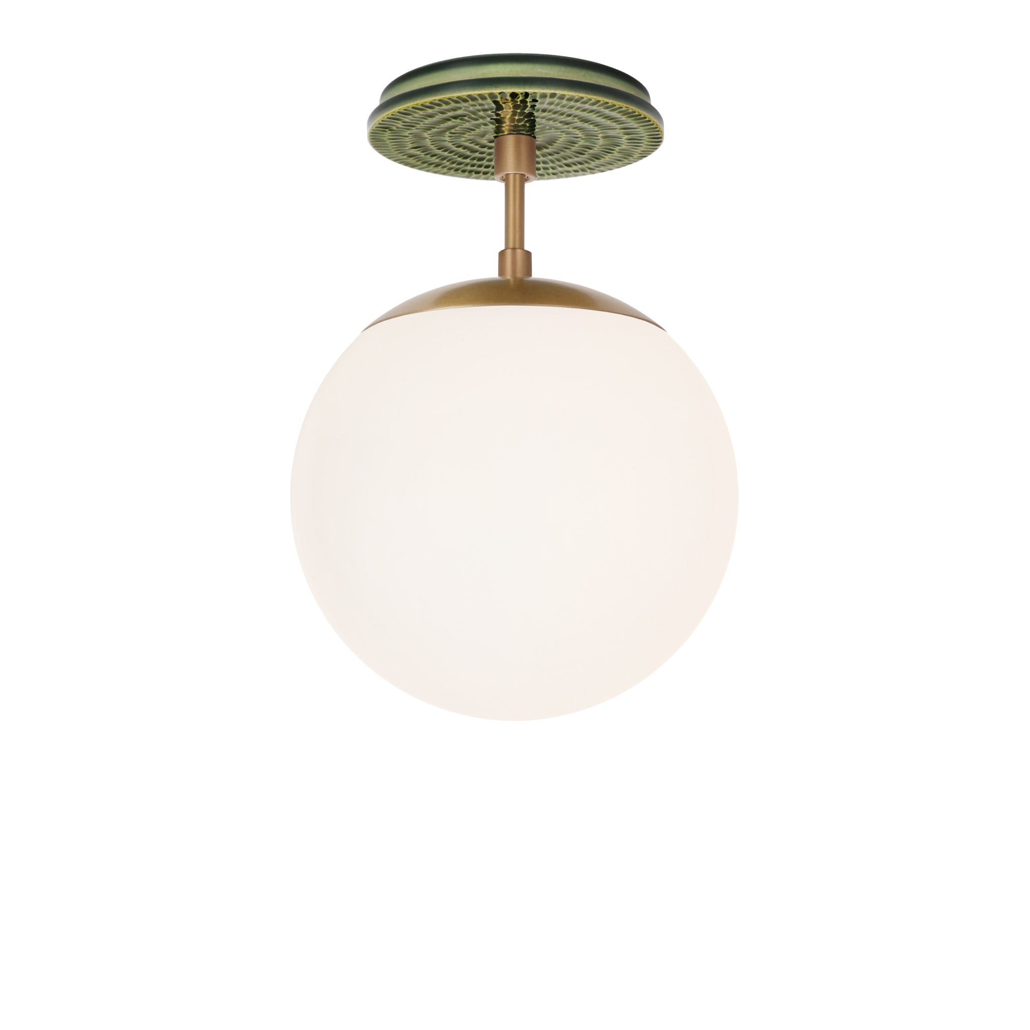 Alto Surface 8" shown in Heirloom Brass with a Forest Green Sunflower Ceramic Canopy