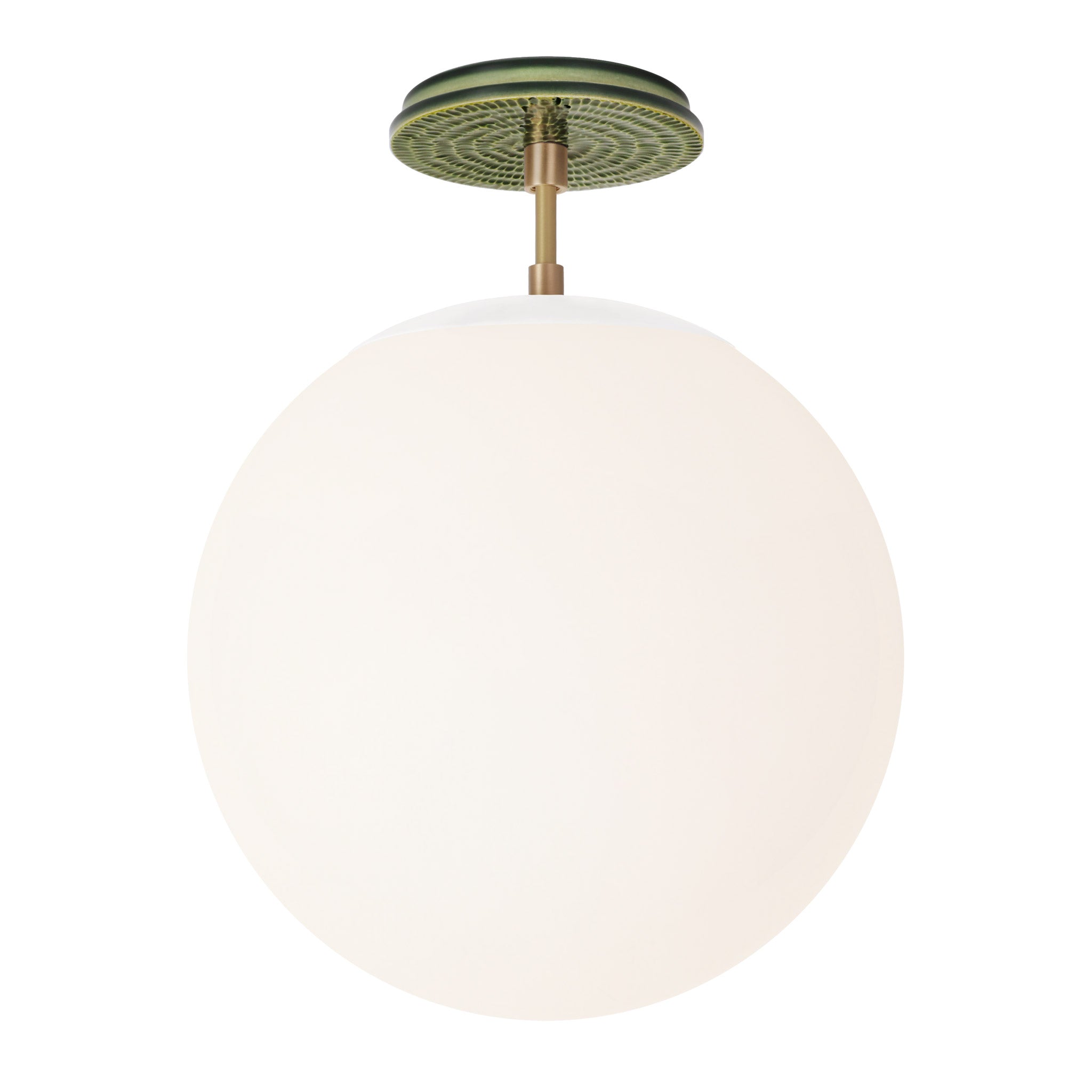Alto Surface 12” shown in White with Brass and a Forest Green Sunflower Ceramic Canopy
