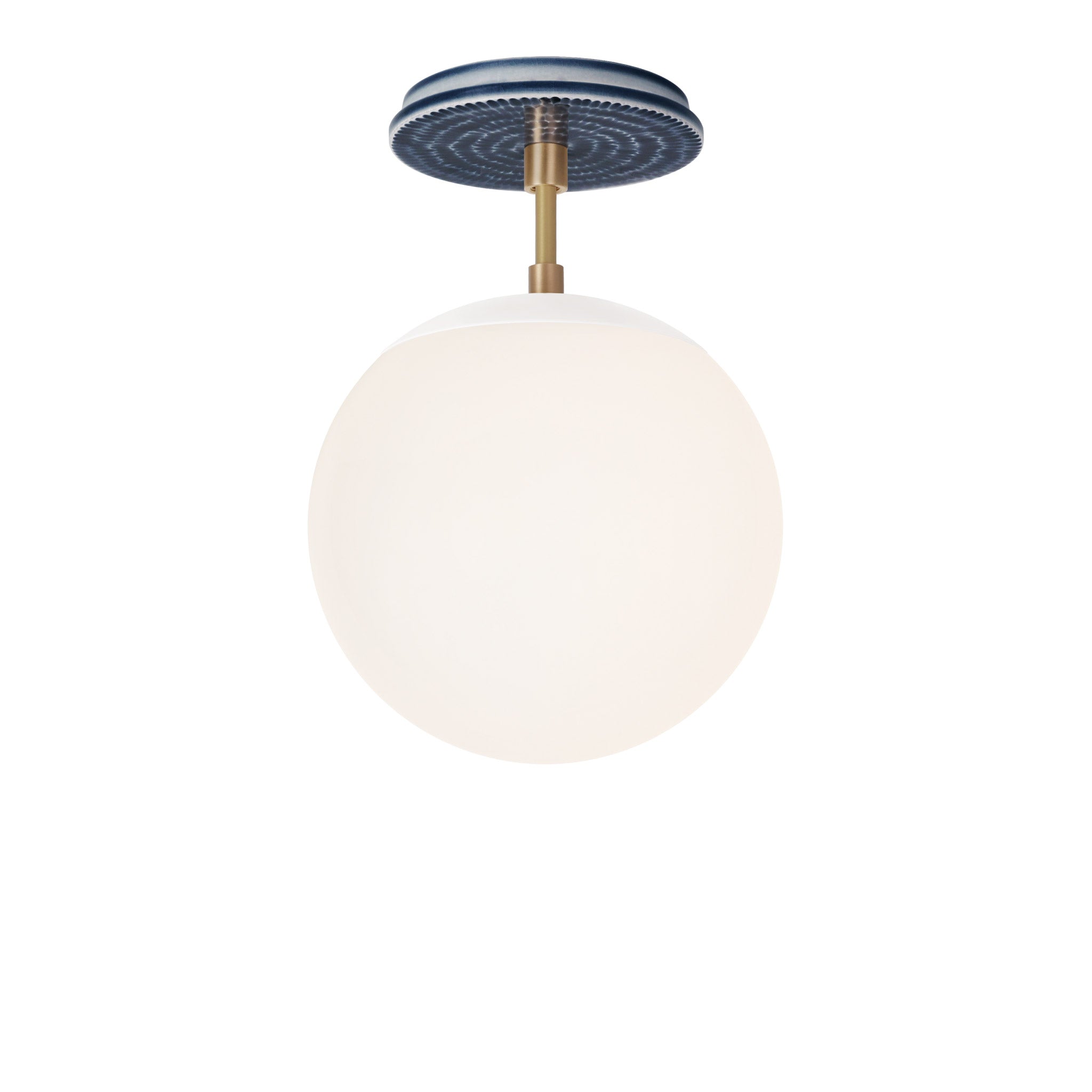 Alto Surface 8" shown in White with Brass and an Indigo Blue Sunflower Ceramic Canopy