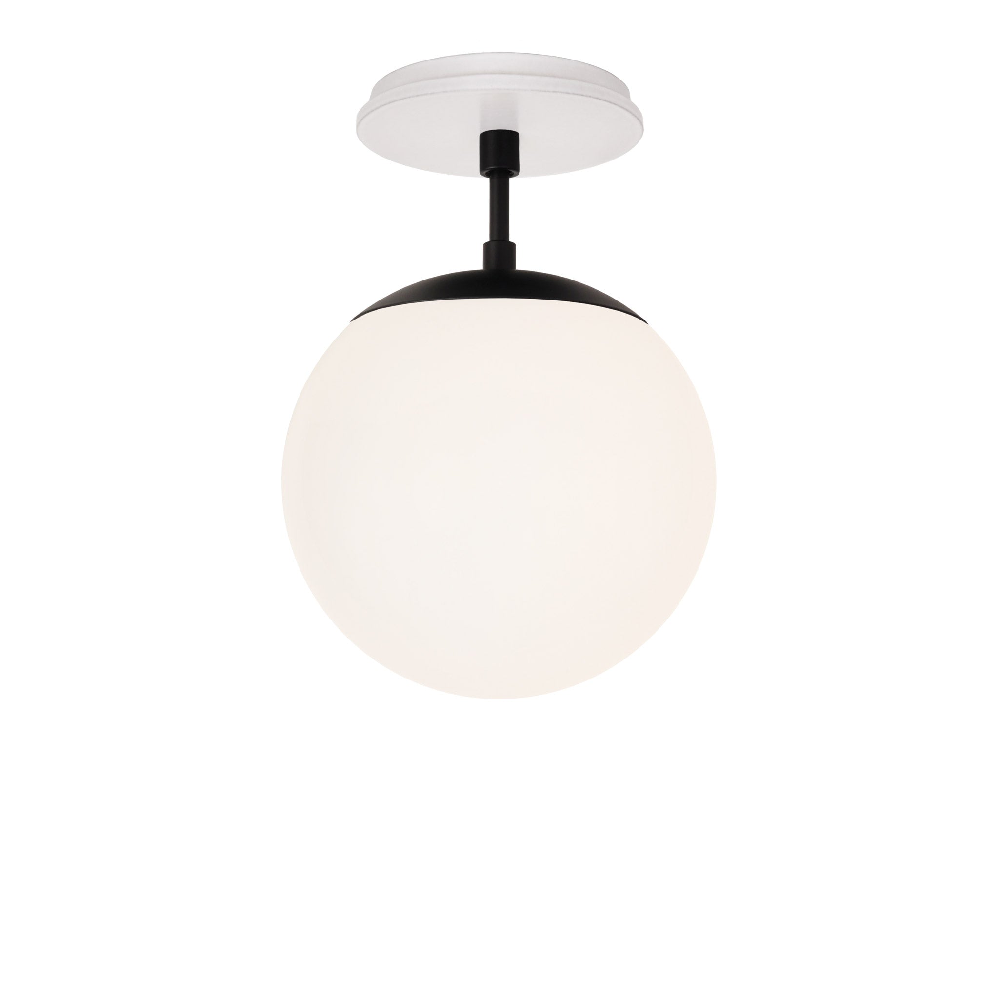 Alto Surface 8" shown in Matte Black with a Brownstone White Swift Ceramic Canopy