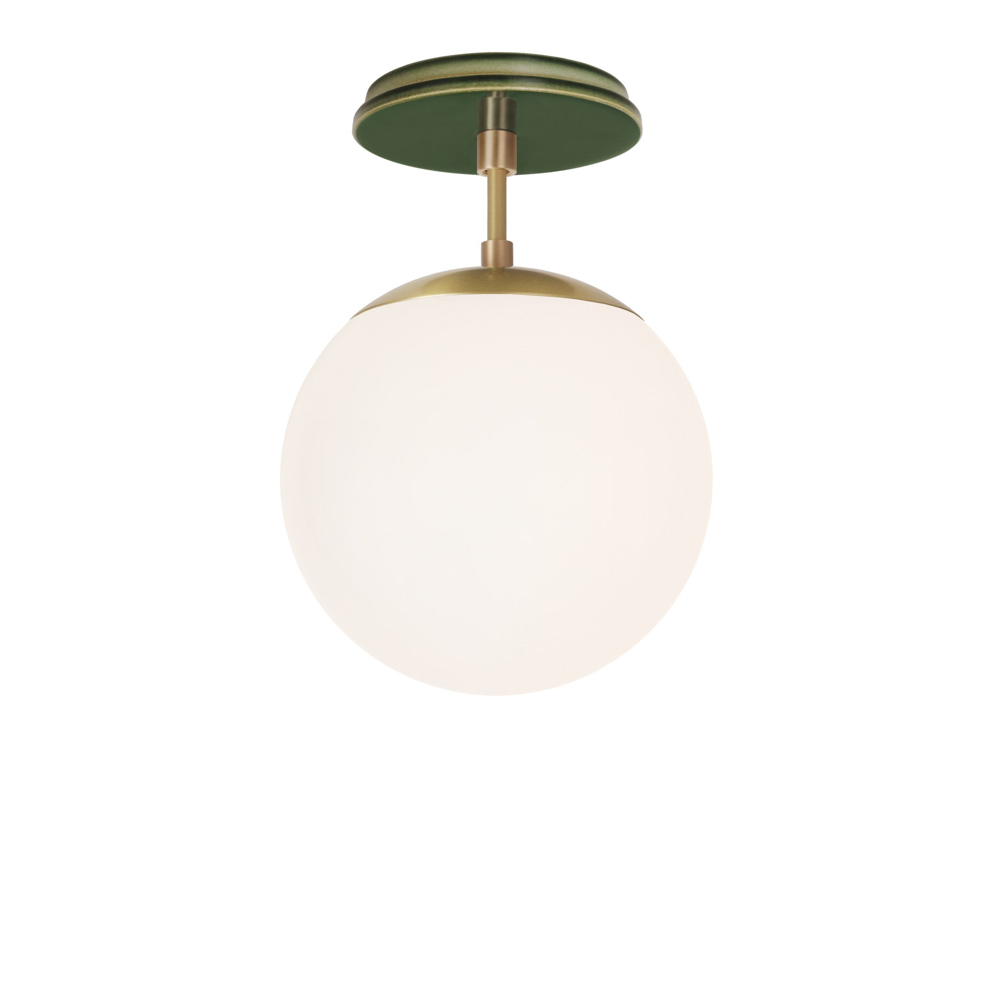 Alto Surface 8" shown in Brass with a Forest Green Swift Ceramic Canopy