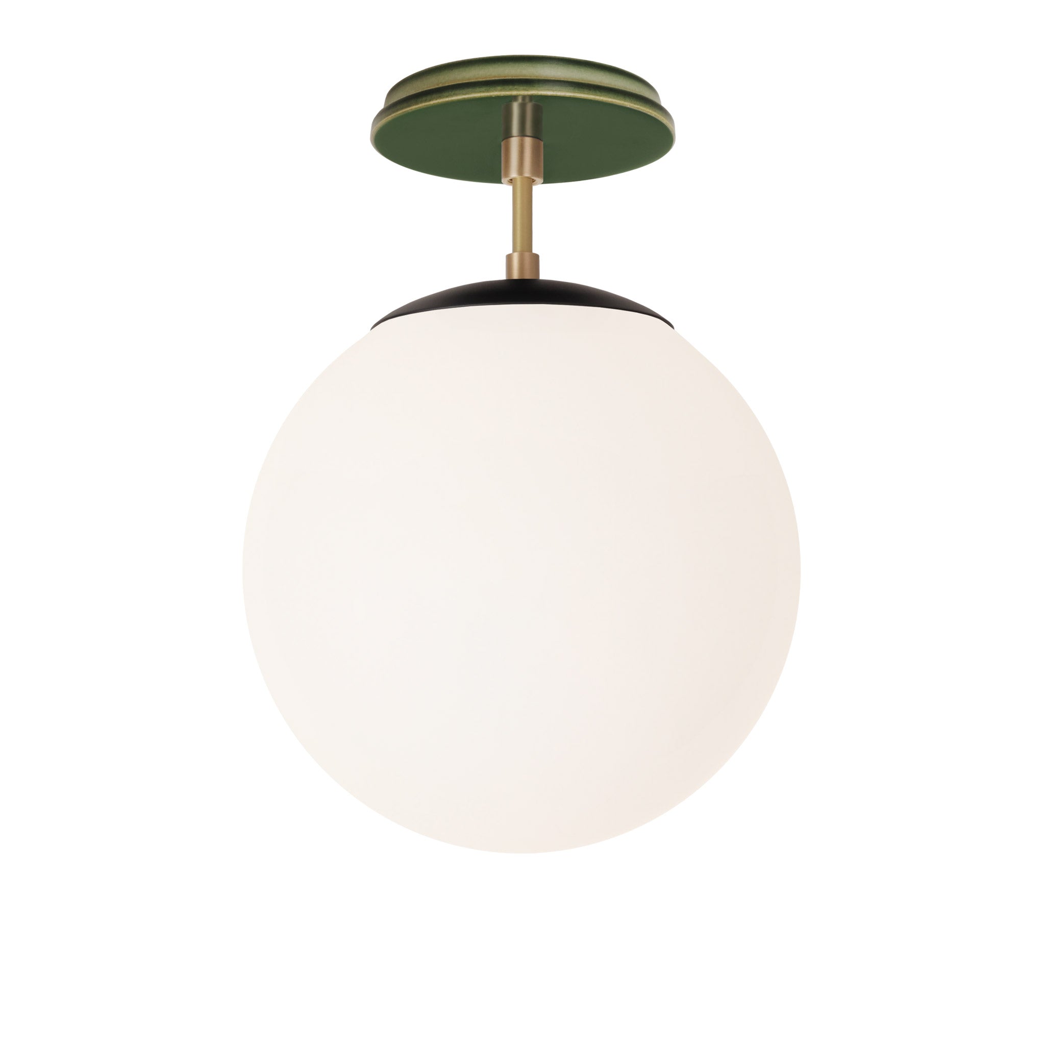 Alto Surface 10” shown in Matte Black with Brass and a Forest Green Swift Ceramic Canopy