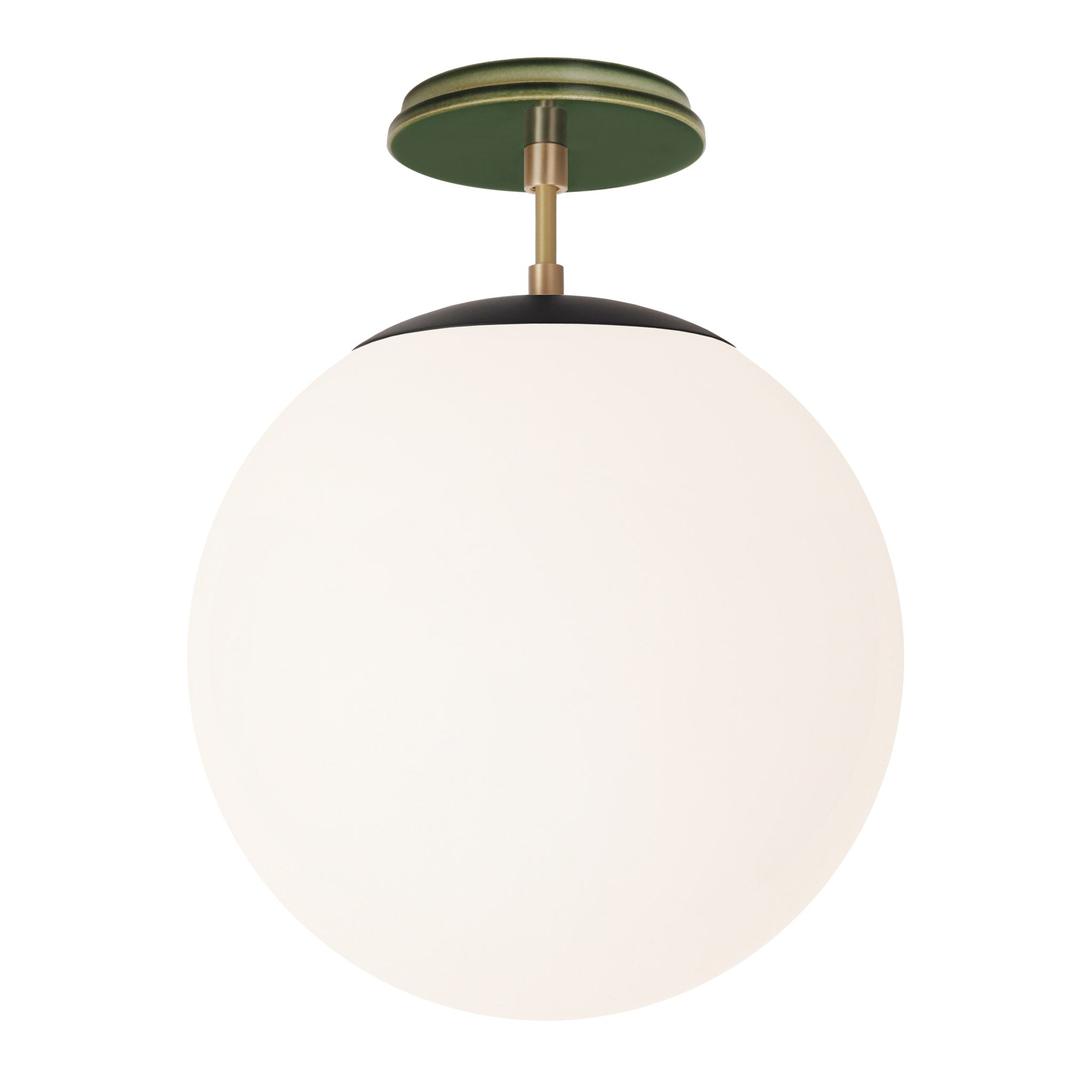 Alto Surface 12” shown in Matte Black with Brass and a Forest Green Swift Ceramic Canopy