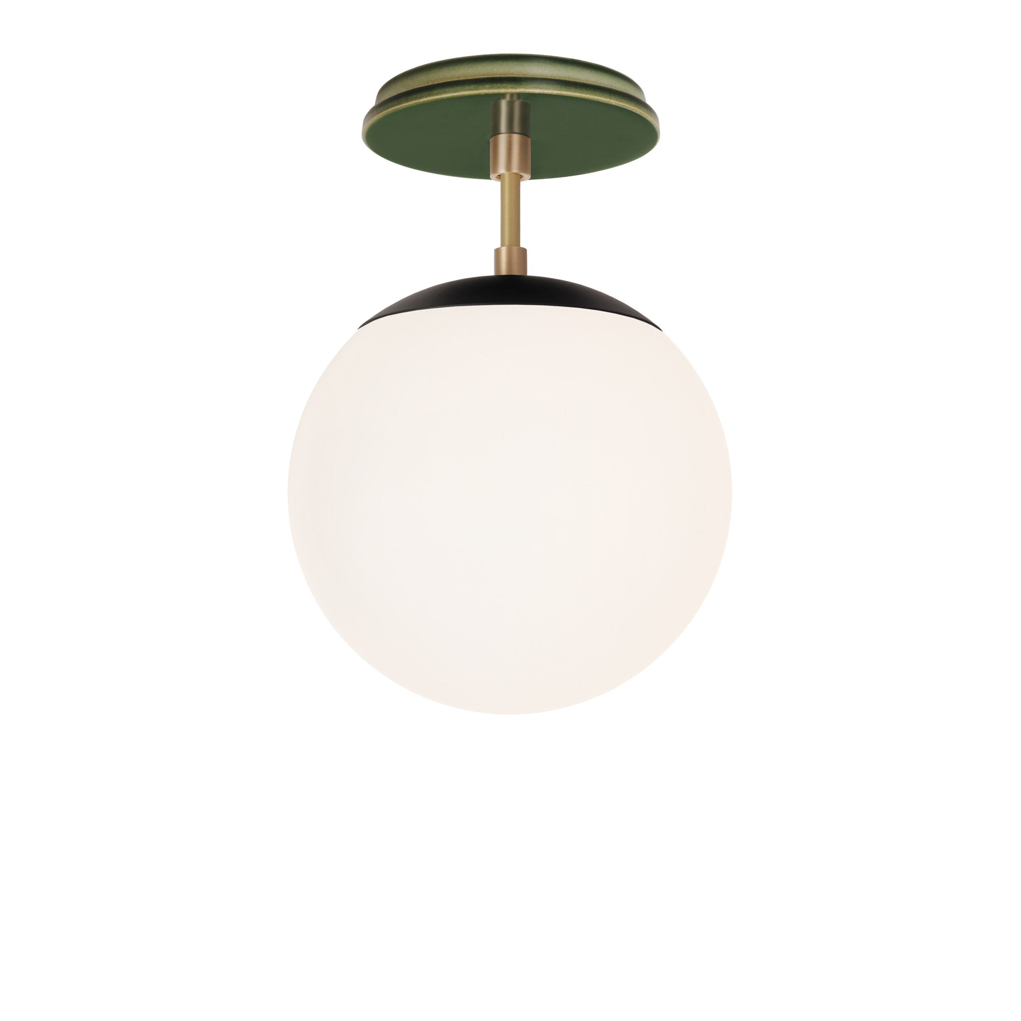 Alto Surface 8" shown in Matte Black with Brass and a Forest Green Swift Ceramic Canopy