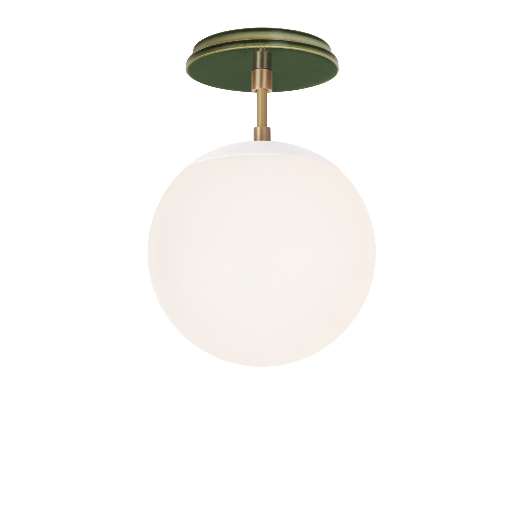 Alto Surface 8" shown in White with Brass and a Forest Green Swift Ceramic Canopy