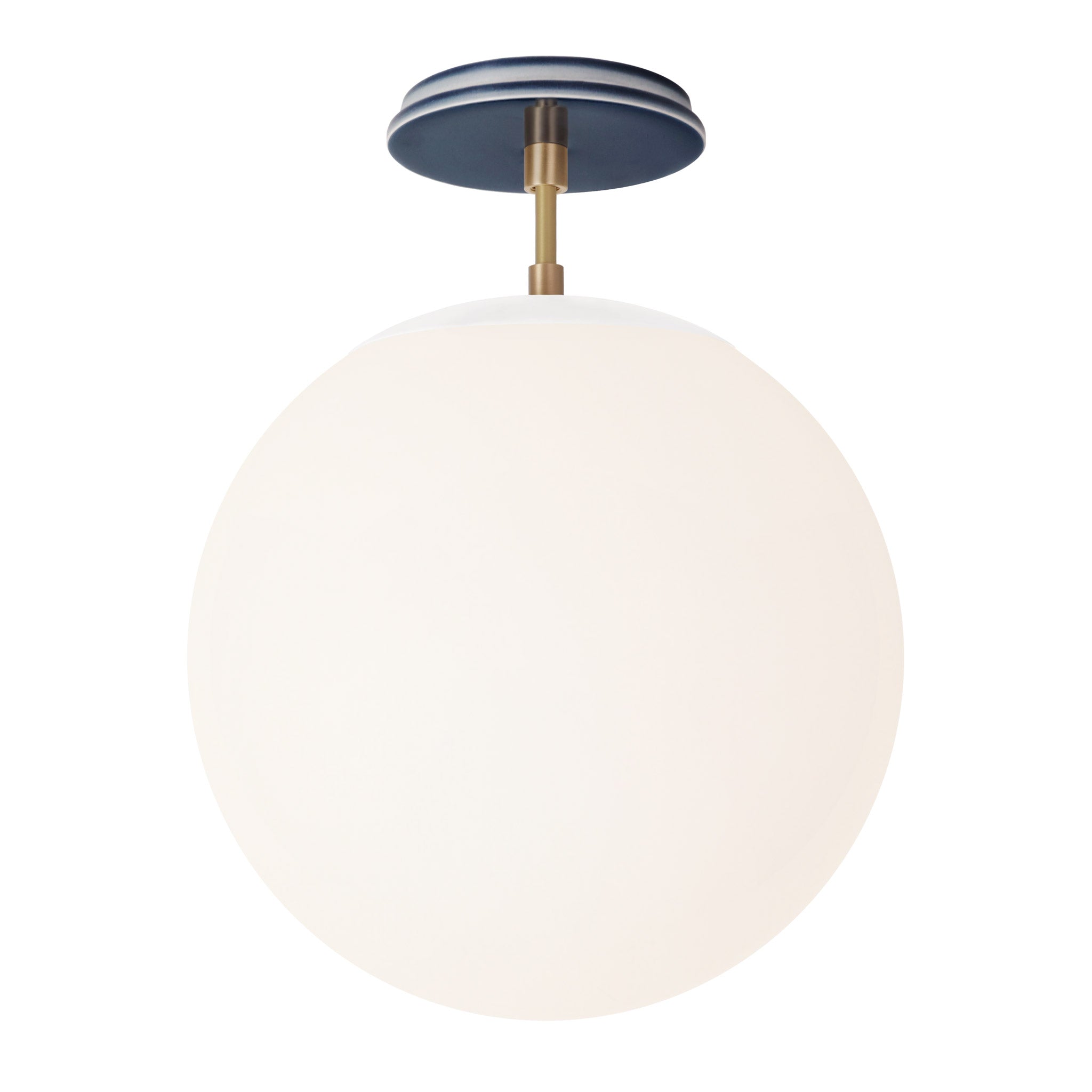 Alto Surface 12” shown in White with Brass and an Indigo Blue Swift Ceramic Canopy