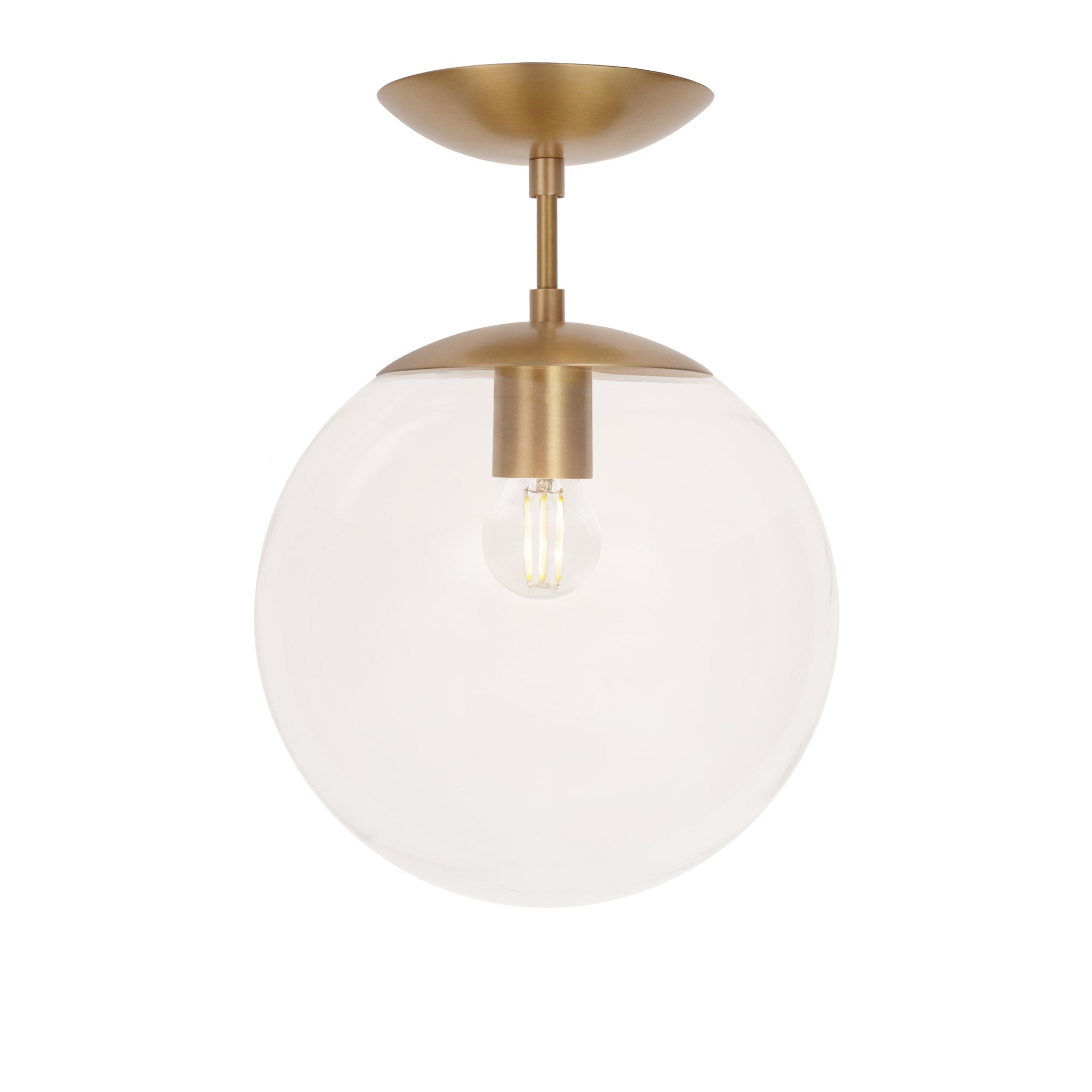 Alto Surface 10" shown in Heirloom Brass with a Clear 10" Globe